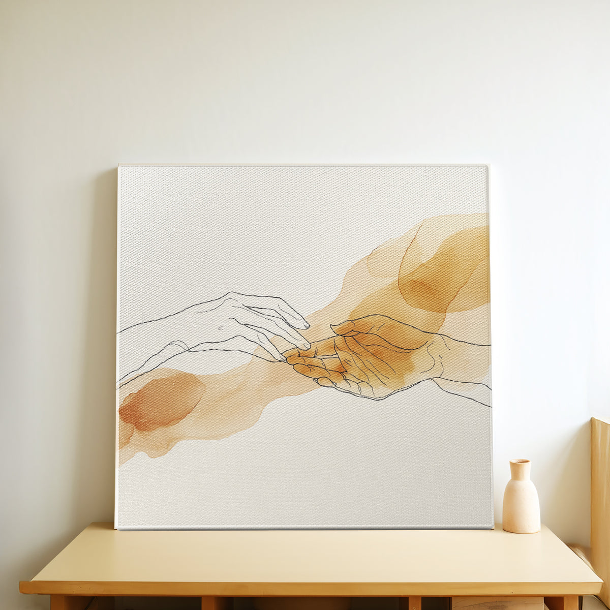 Touch of Connection One-Line Drawing Minimalist Canvas Wall Art