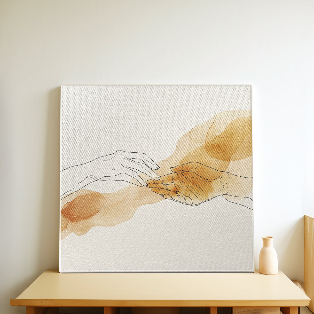 Touch of Connection One-Line Drawing Minimalist Canvas Wall Art