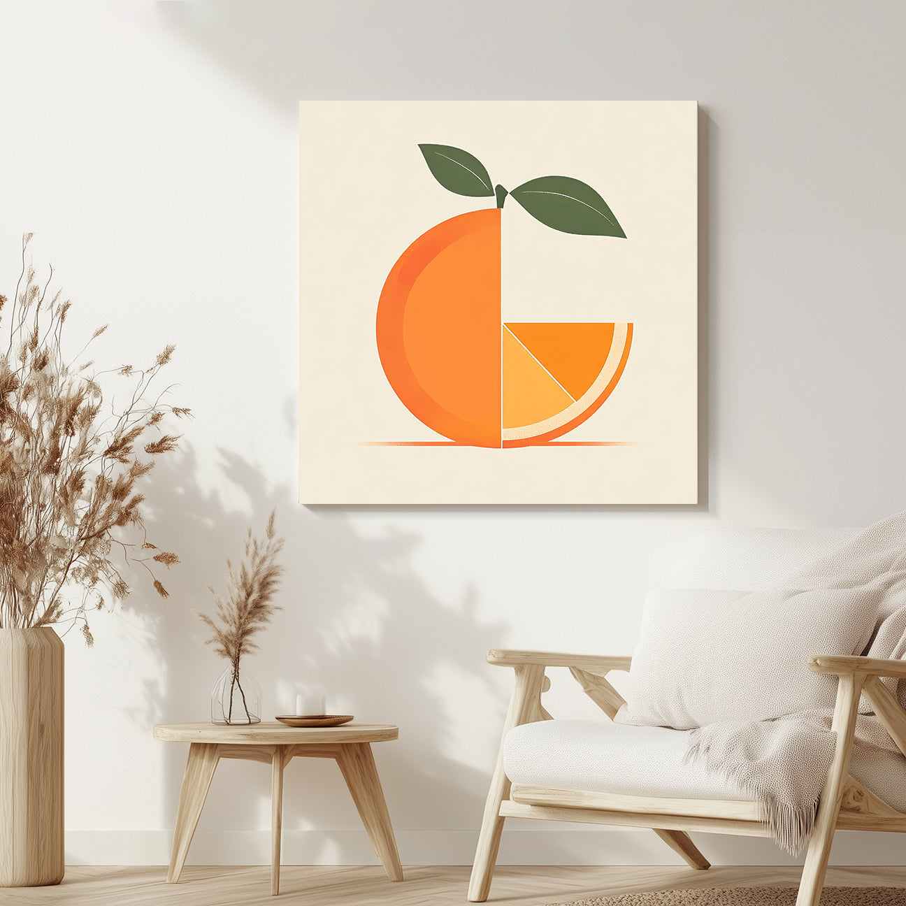 Modern Geometric Orange Slice Canvas Minimalist Wall Art For Your Kitchen