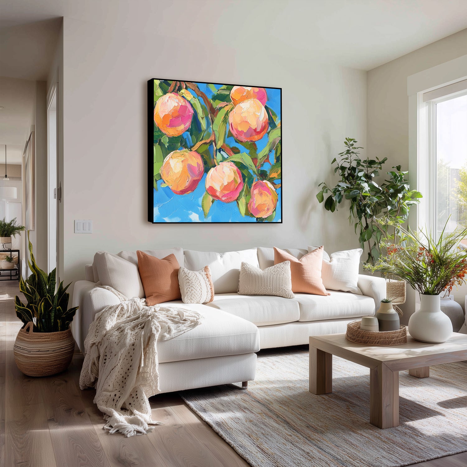 Peach Harvest Bliss Botanical Print Canvas Art