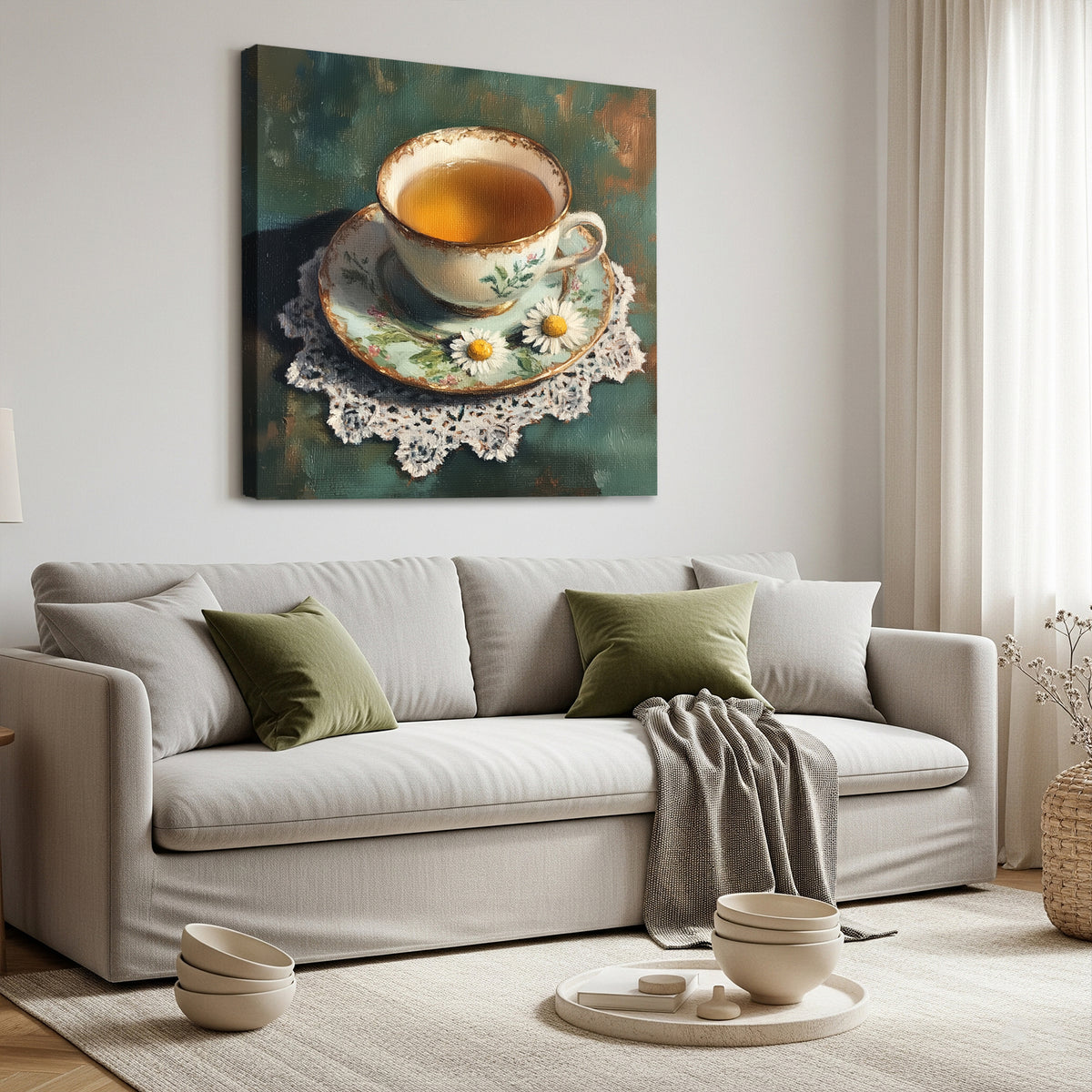 Delicate Teacup Oil Painting Fine Art Canvas Print