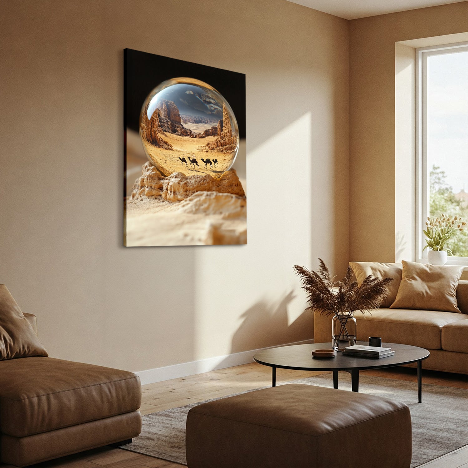 Desert In Glass Orb Surreal Canvas Wall Art Print