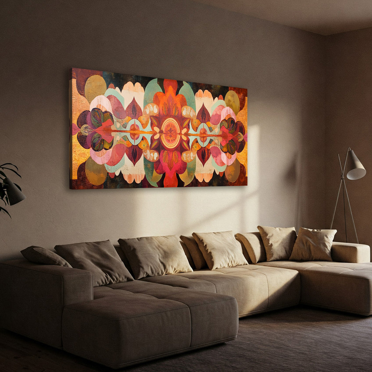 Vibrant Bohemian Oil Painting Canvas With Tribal Patterns