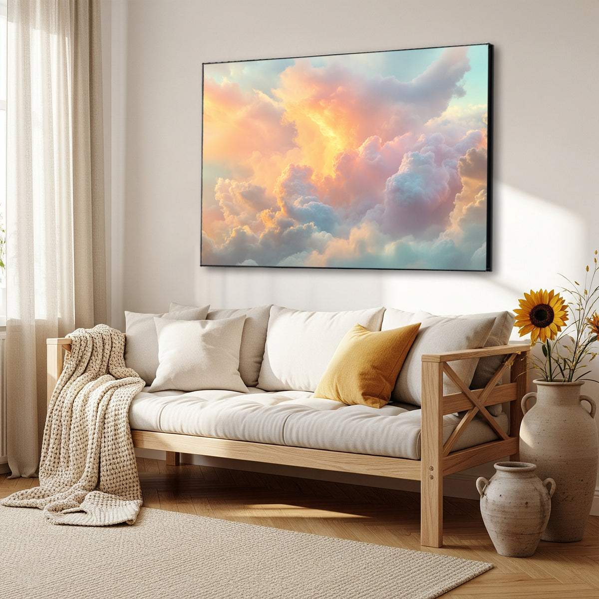 Dreamlike Cloud Formation Digital Canvas In Pastel Hues