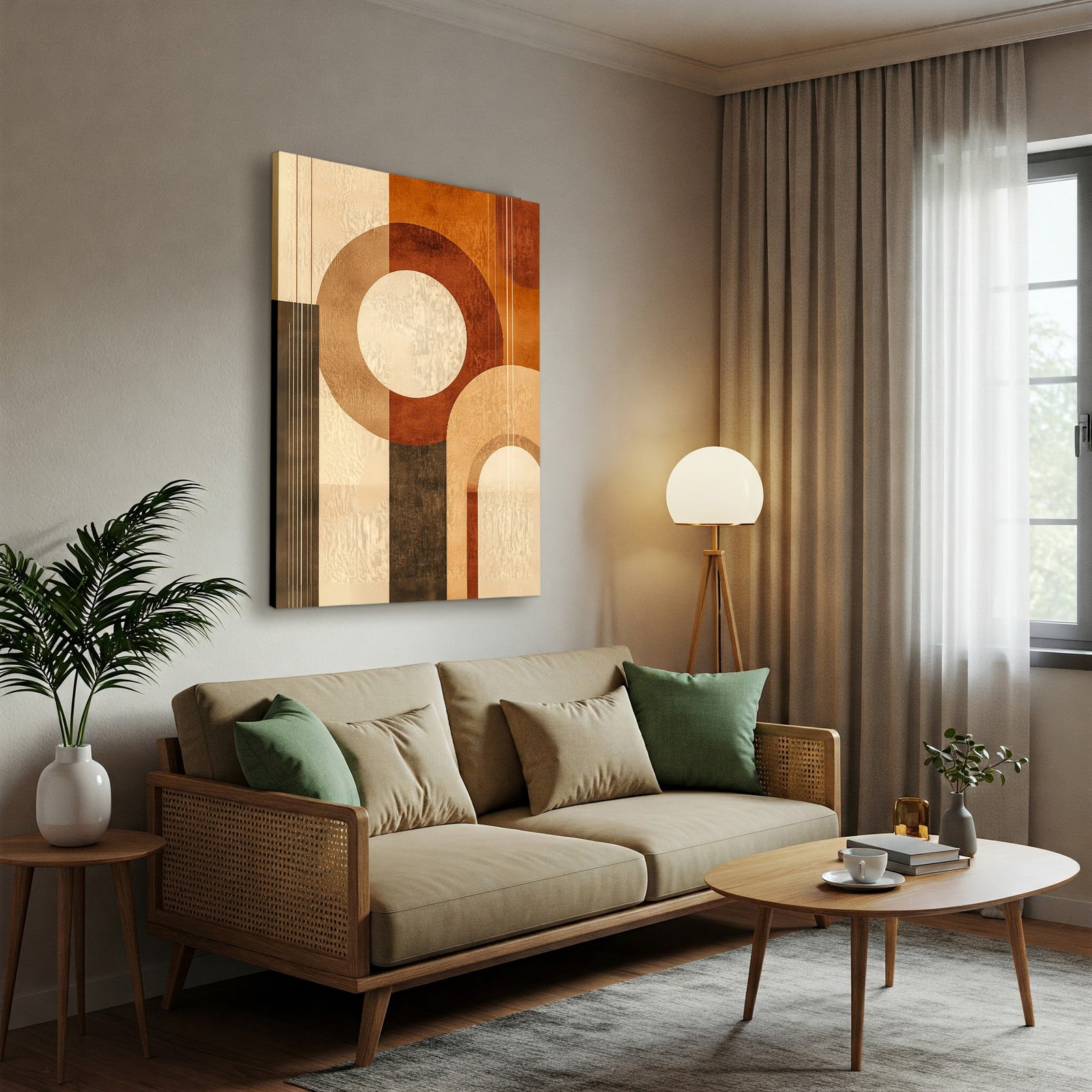 Beige Brown Minimal Shapes Canvas Wall Art for Neutral Decor