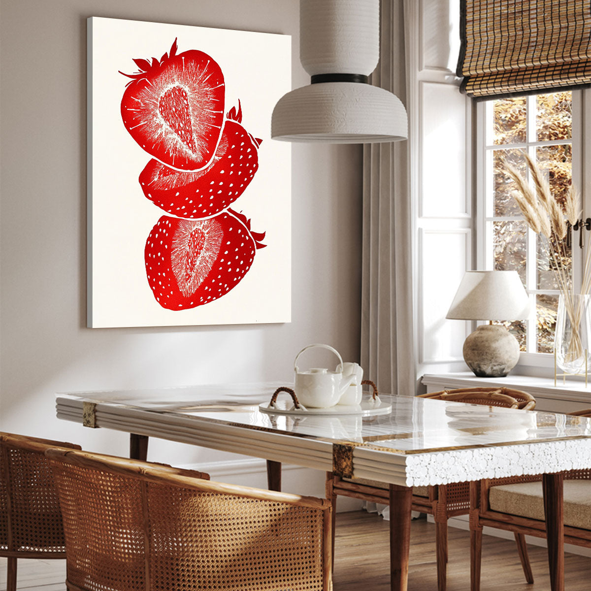 Ruby Strawberry Slices Abstract Wall Art