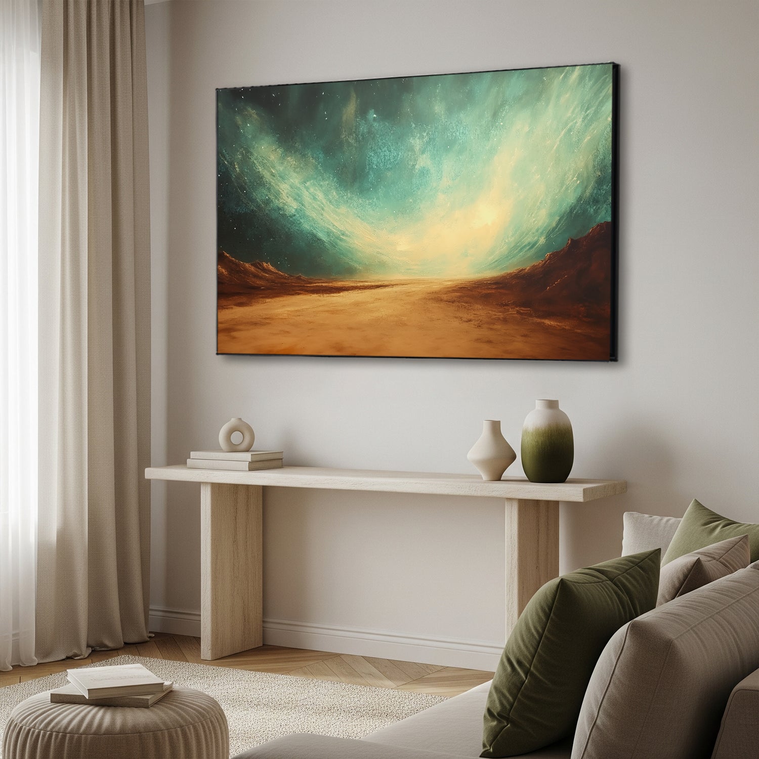 Iridescent Acrylic Painting Canvas With Floral Texture