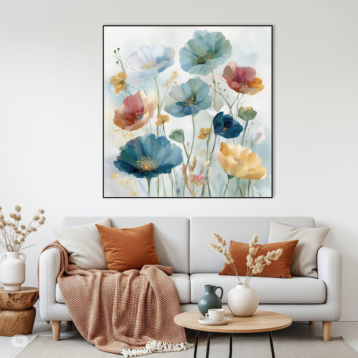 Soft Botanical Canvas Delicate Flower Wall Decor