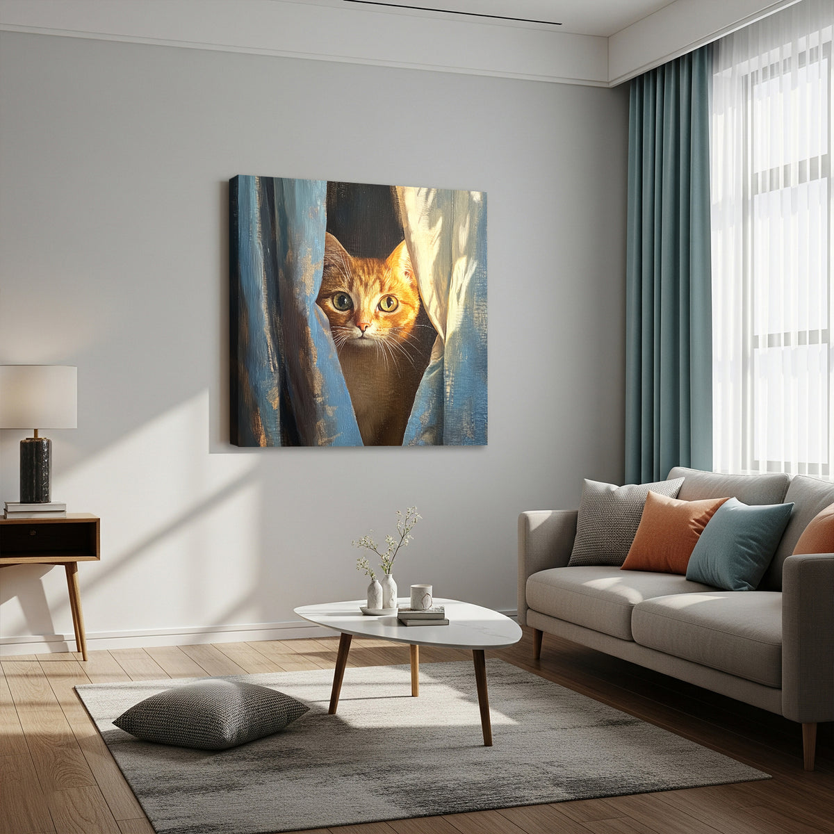 Cat at Window - Fine Art Oil Style Canvas Wall Art