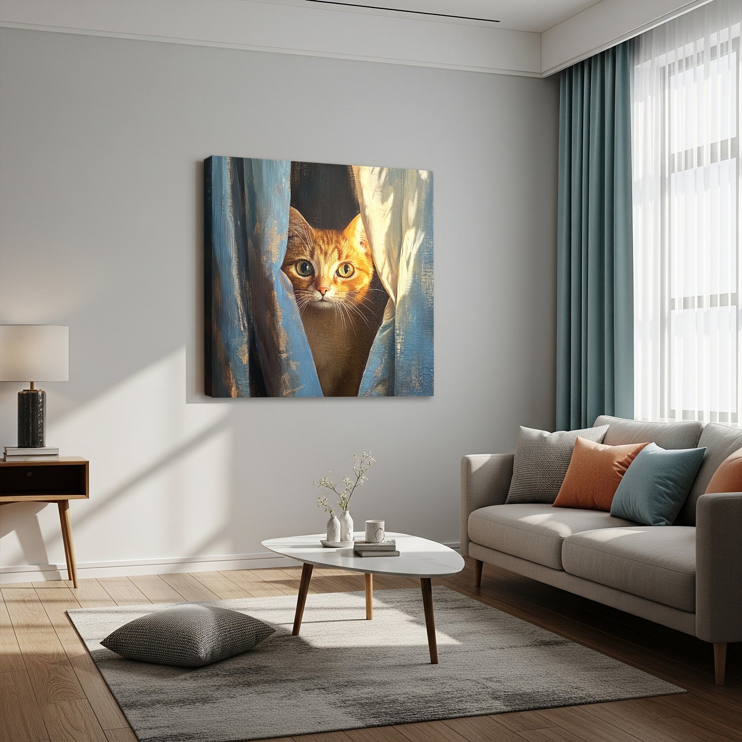 Cat at Window - Fine Art Oil Style Canvas Wall Art