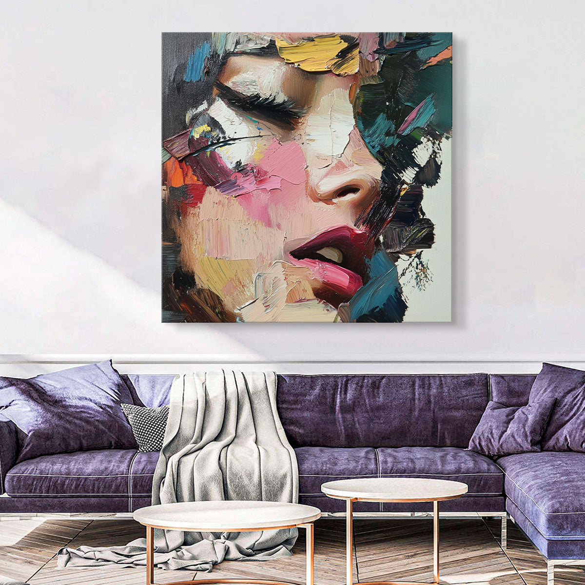 Abstract Textured Woman Portrait Canvas Wall Art