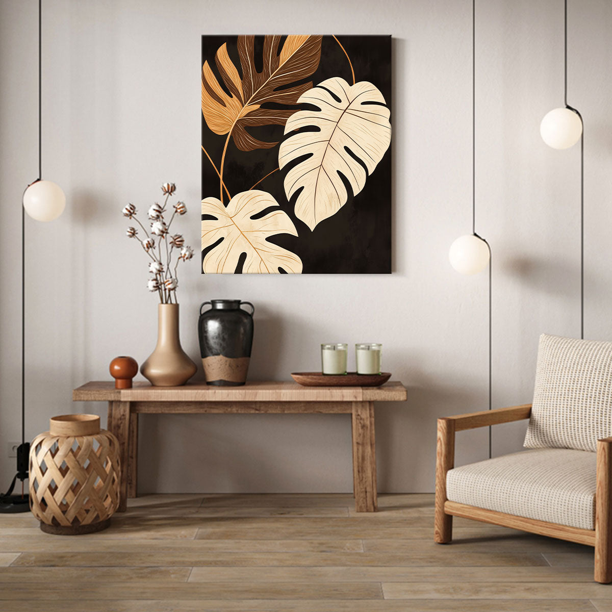 Monstera Leaf Design Canvas Boho Wall Decor