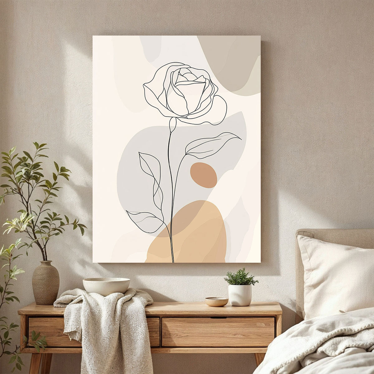 Rose Line Minimalist Canvas Wall Art