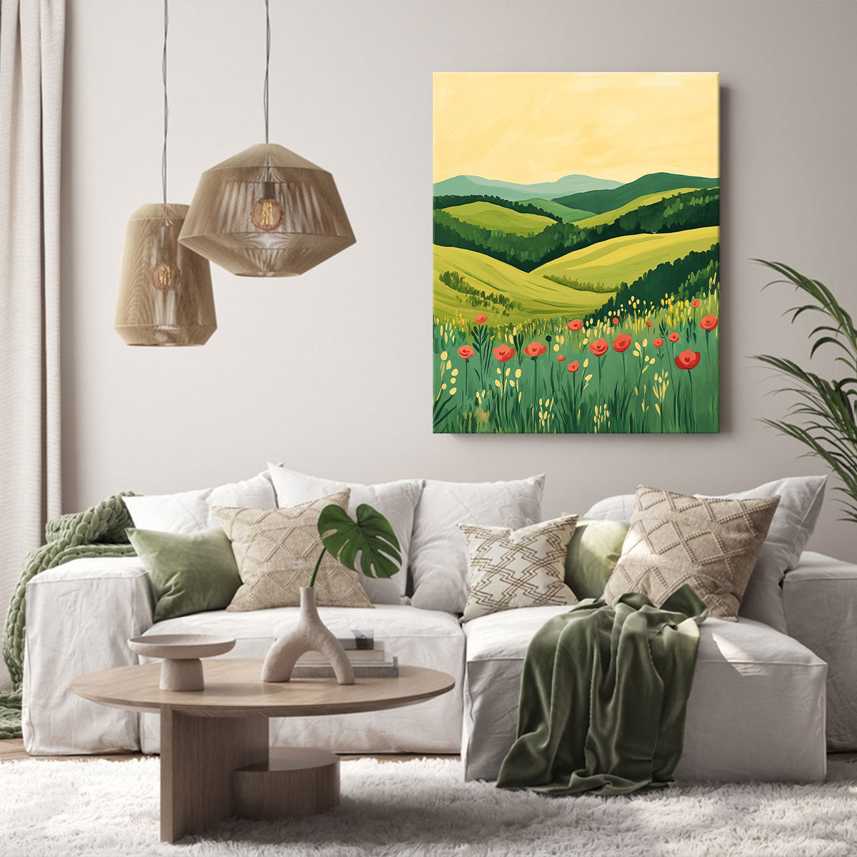 Blooming Vibrant Poppies Vintage Artwork