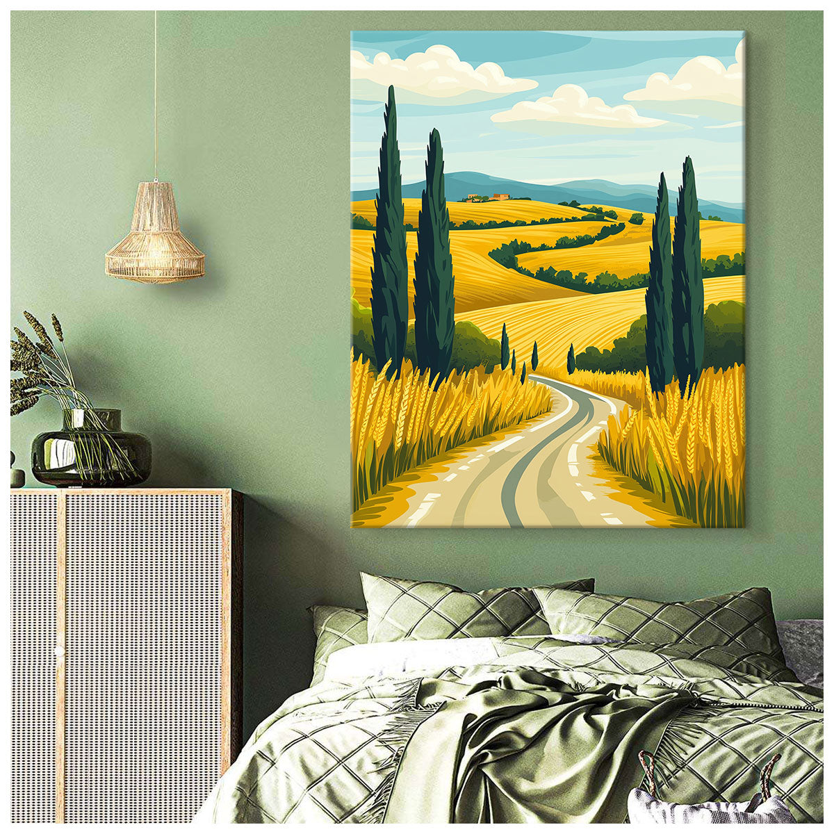 Cypress Trees Canvas Vintage Artwork