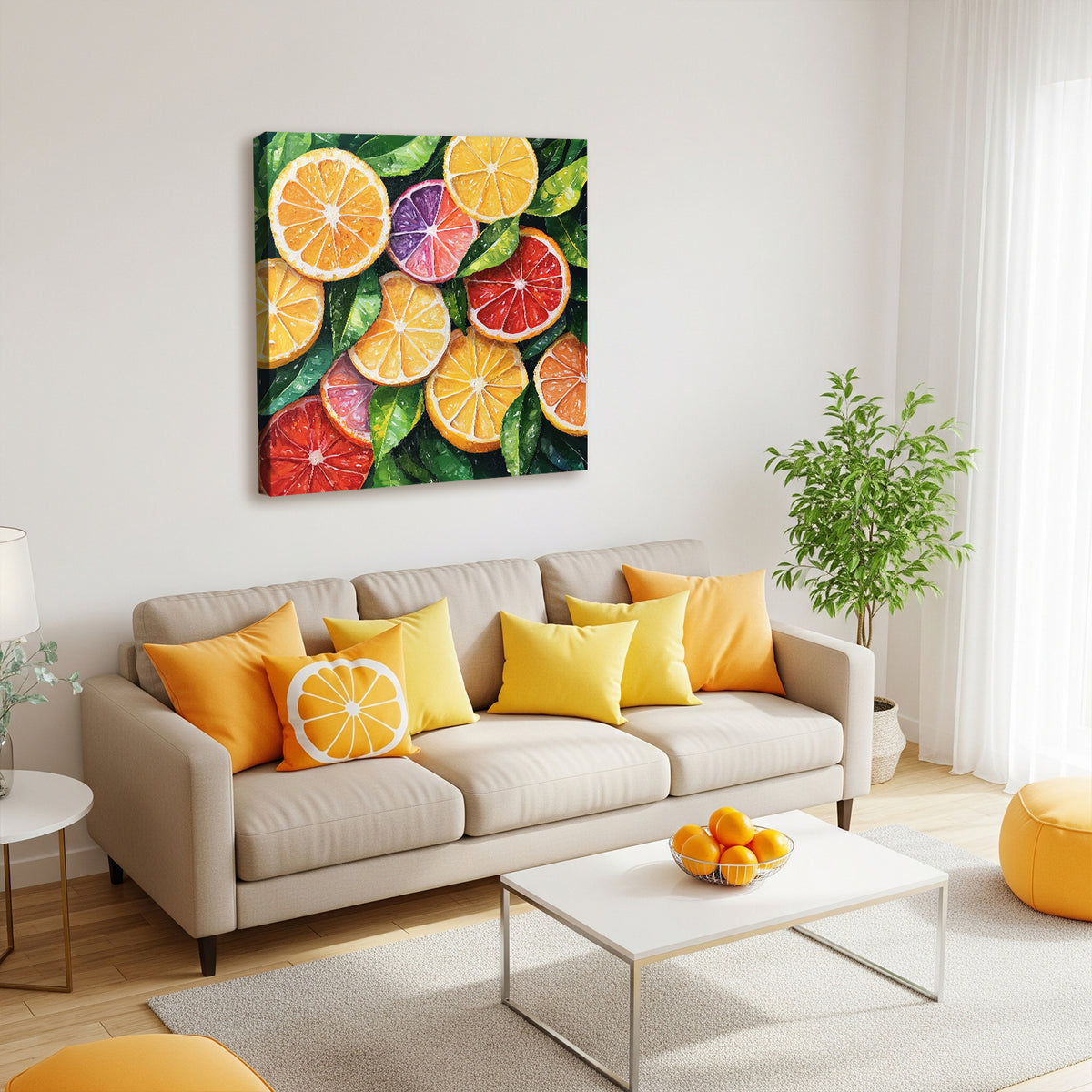 Watercolor Citrus Slices Canvas Print with Fresh Summer Feel