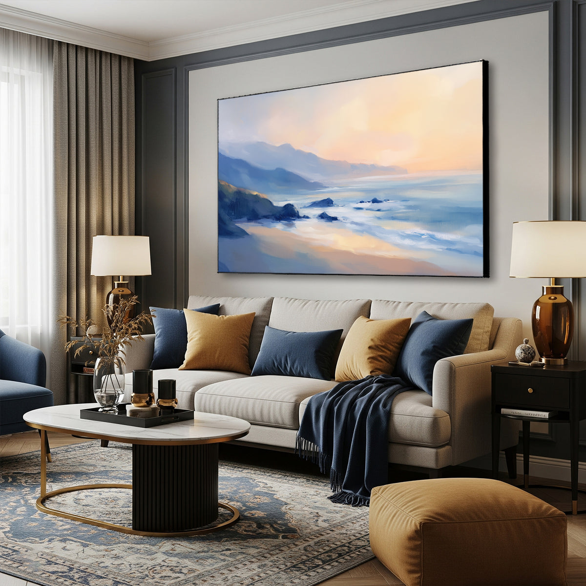 Serene Coastal Landscape Fine Art Oil Style Canvas