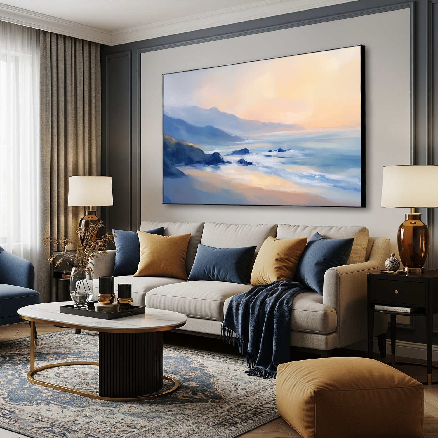Serene Coastal Landscape Fine Art Oil Style Canvas