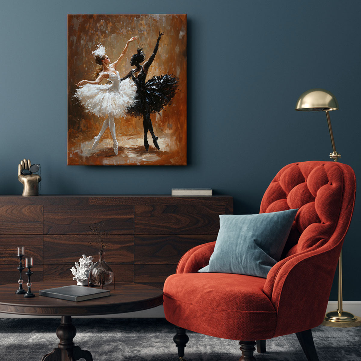Swan Lake Ballet Dancers Oil Painting Canvas Wall Art