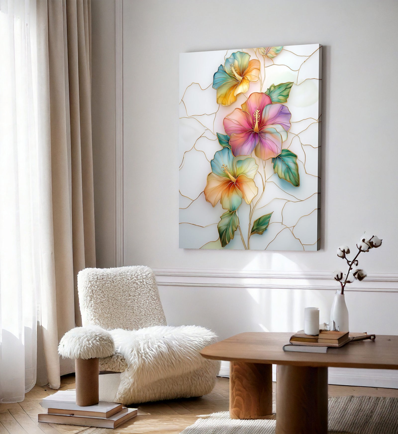 Minimalist Floral Abstract Canvas Wall Art Print