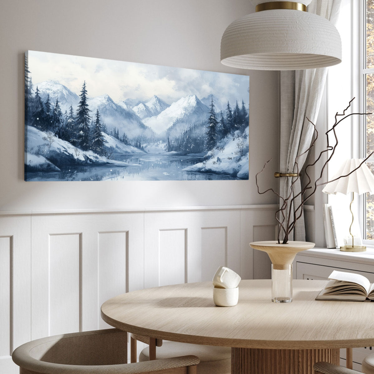 Monochromatic-Toned Winter Mountain Wall Art