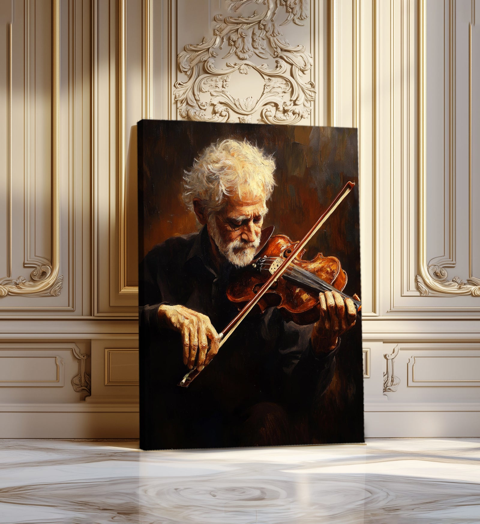 The Passionate Violinist - Vintage Oil Painting Canvas Print