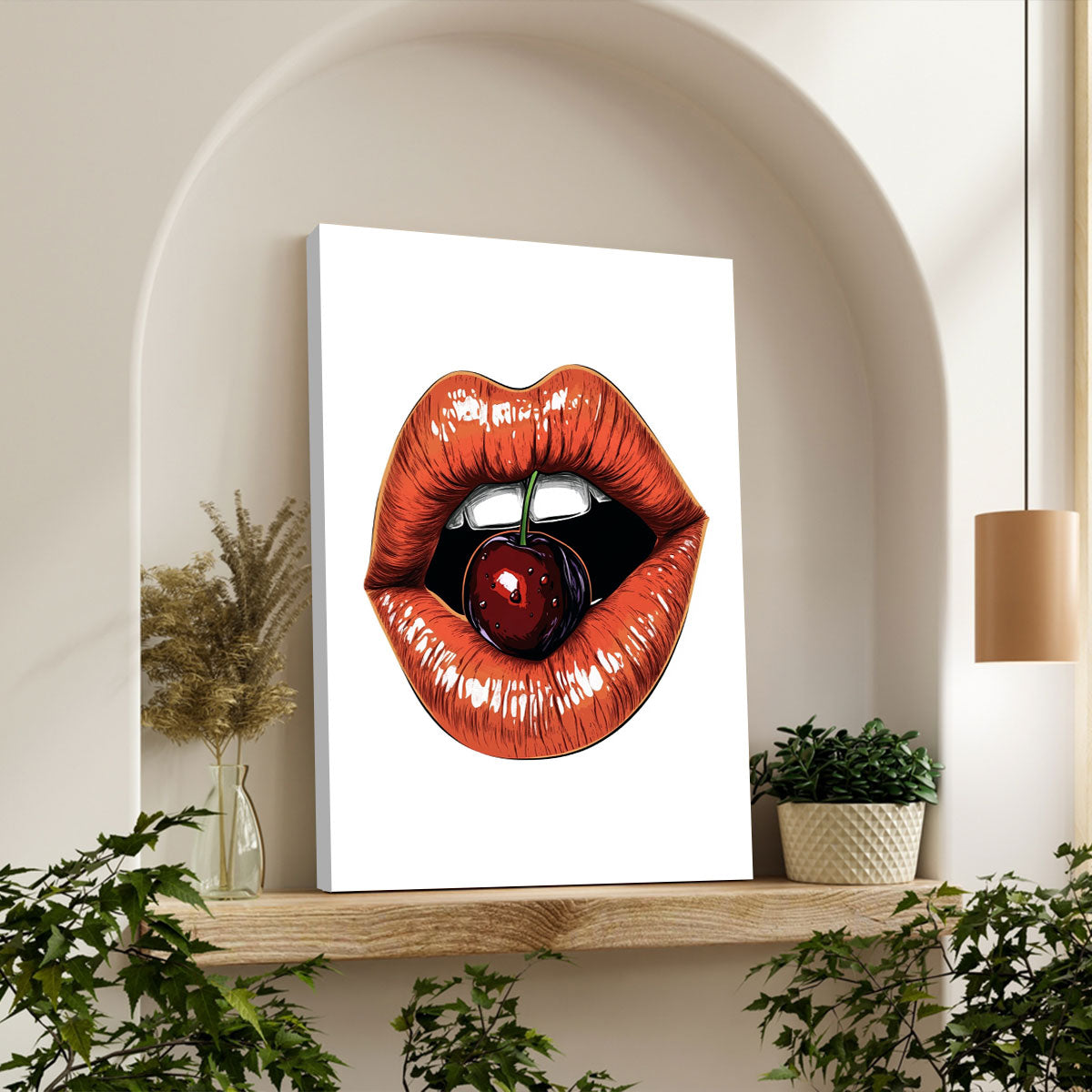 Pop Art Cherry Lips Vertical Wall Art
