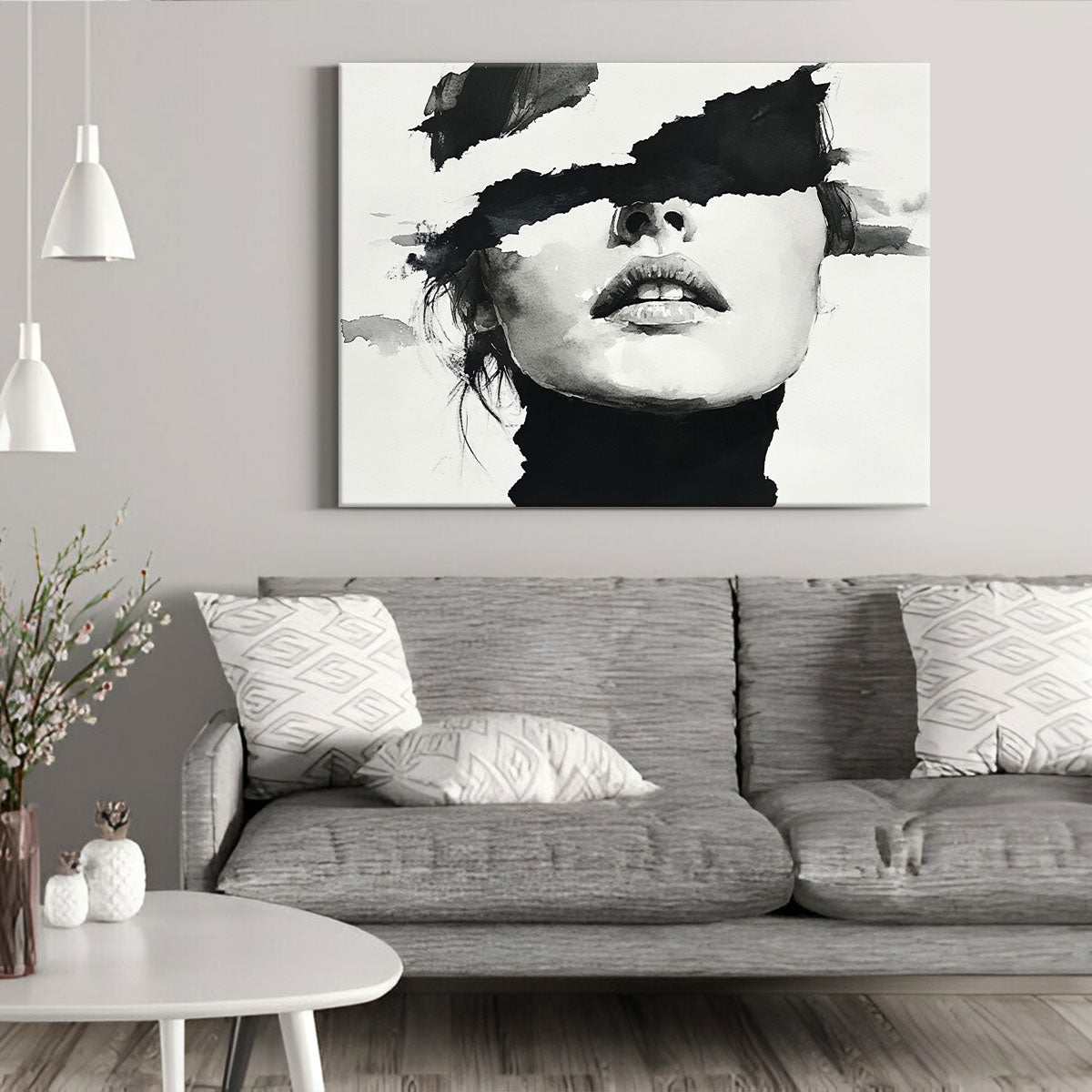 Black And White Abstract Female Portrait Minimalist Wall Art