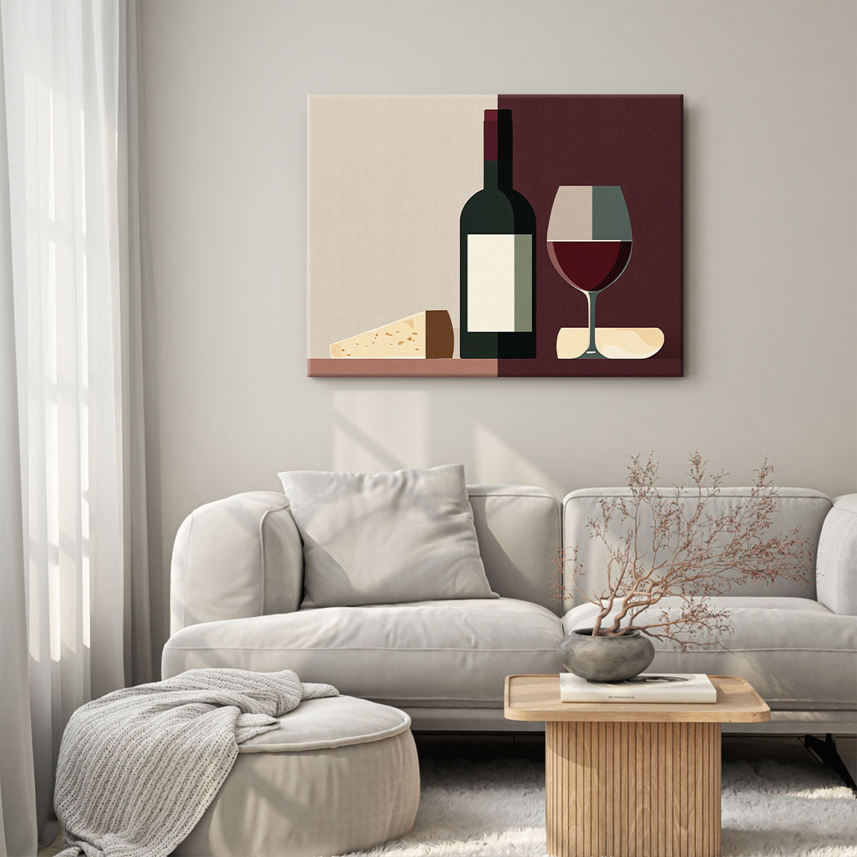 Minimalist Wine Bottle Canvas Wall Art