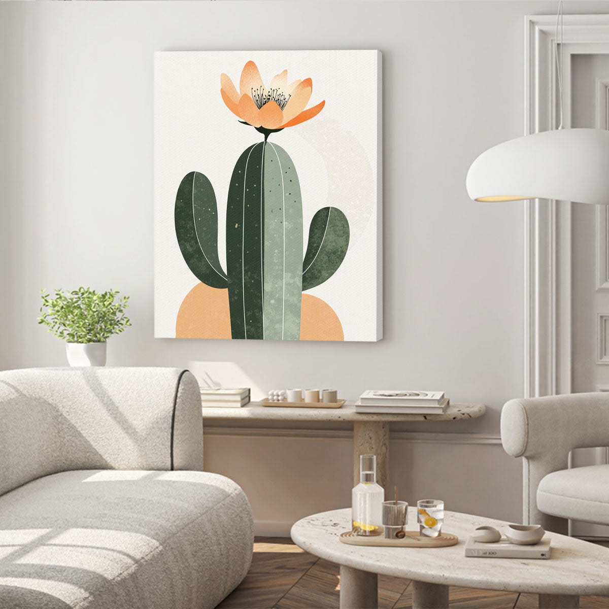 Minimalist Cactus Canvas Wall Art