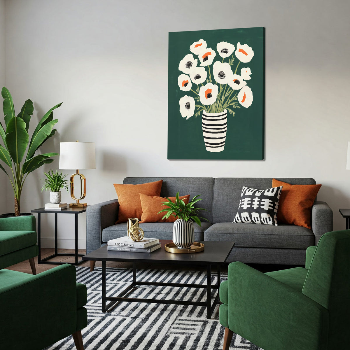 Poppies Bouquet Modern Wall Artwork!