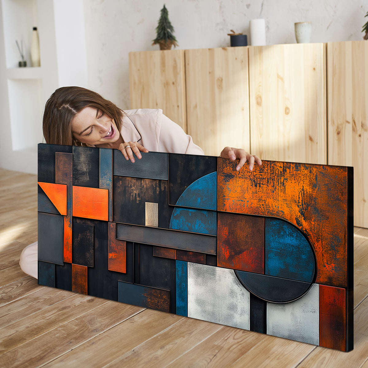 Vibrant Textured Abstract Canvas Wall Art for Living Room