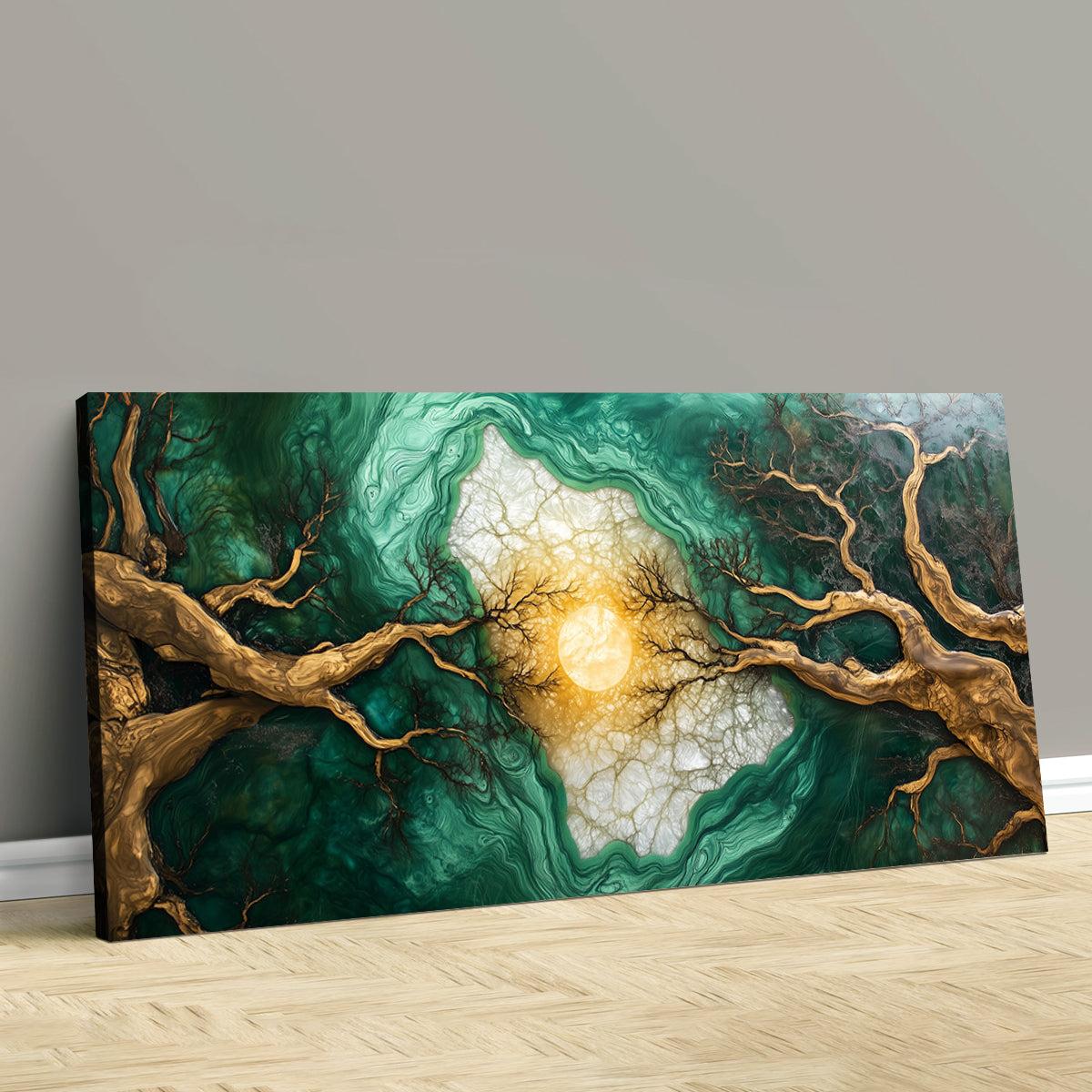 Emerald Forest Landscape Abstract Canvas Wall Art for Living Room