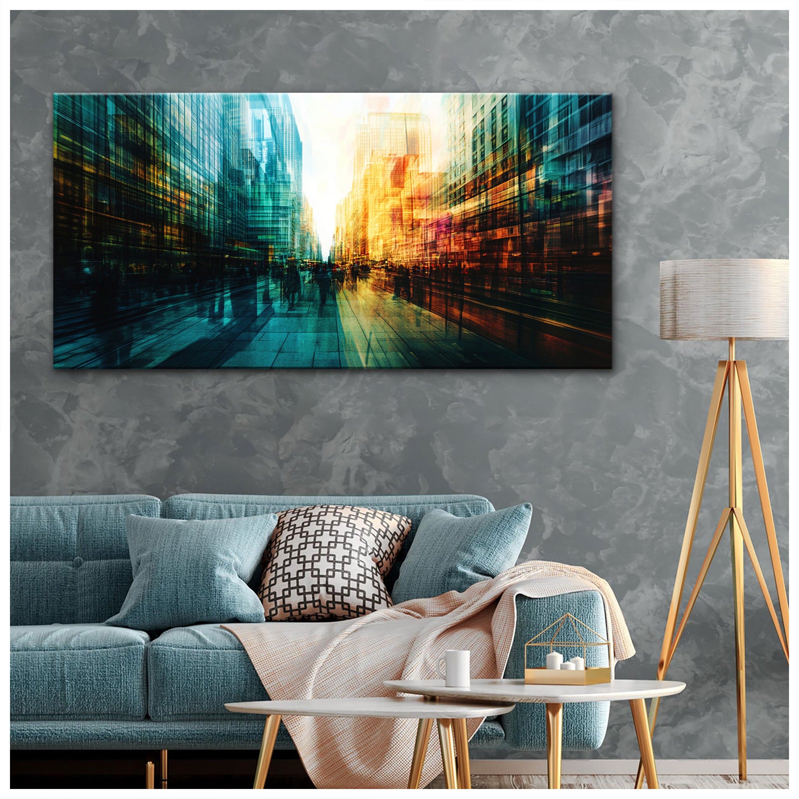 Urban Vibrancia Contemporary Abstract Canvas Wall Art for Living Room