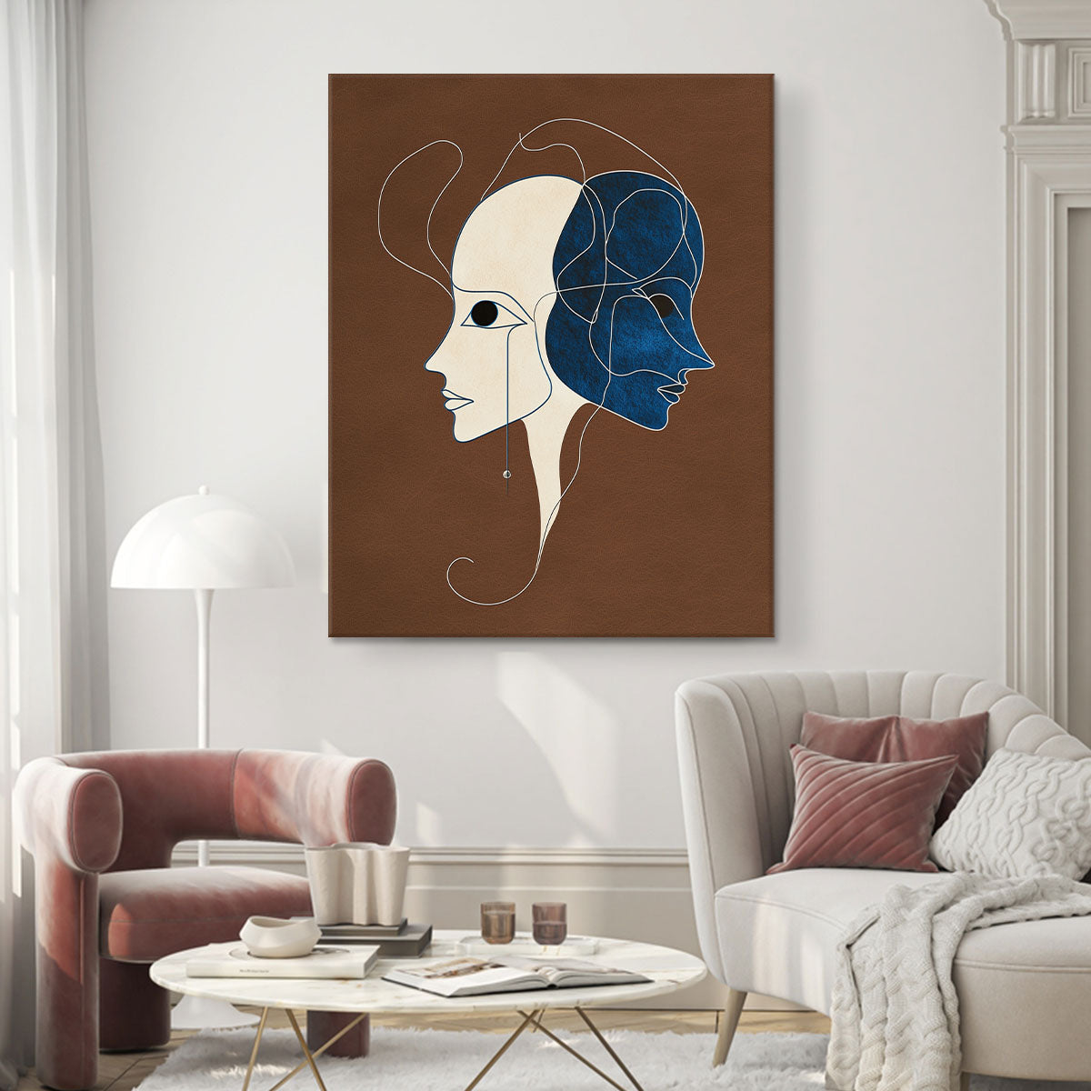 Two Face Abstract Minimalist Canvas Wall Art