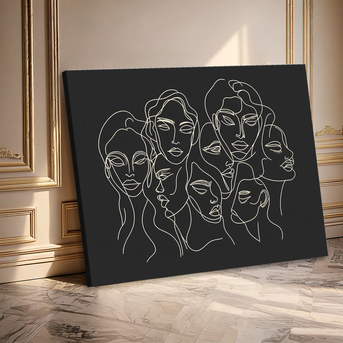 Faces Of Femininity Black Minimalist Abstract Artwork