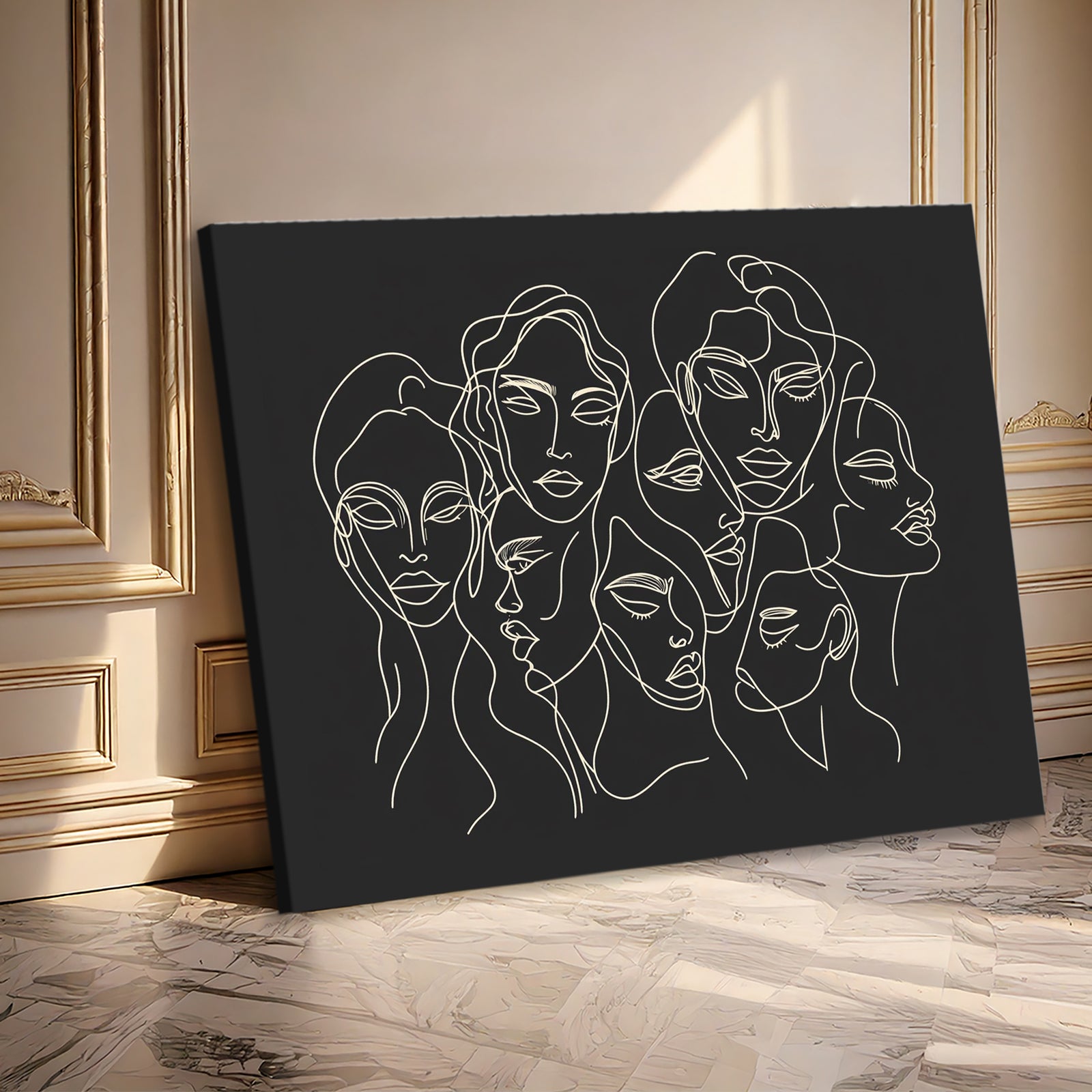 Faces Of Femininity Black Minimalist Abstract Artwork