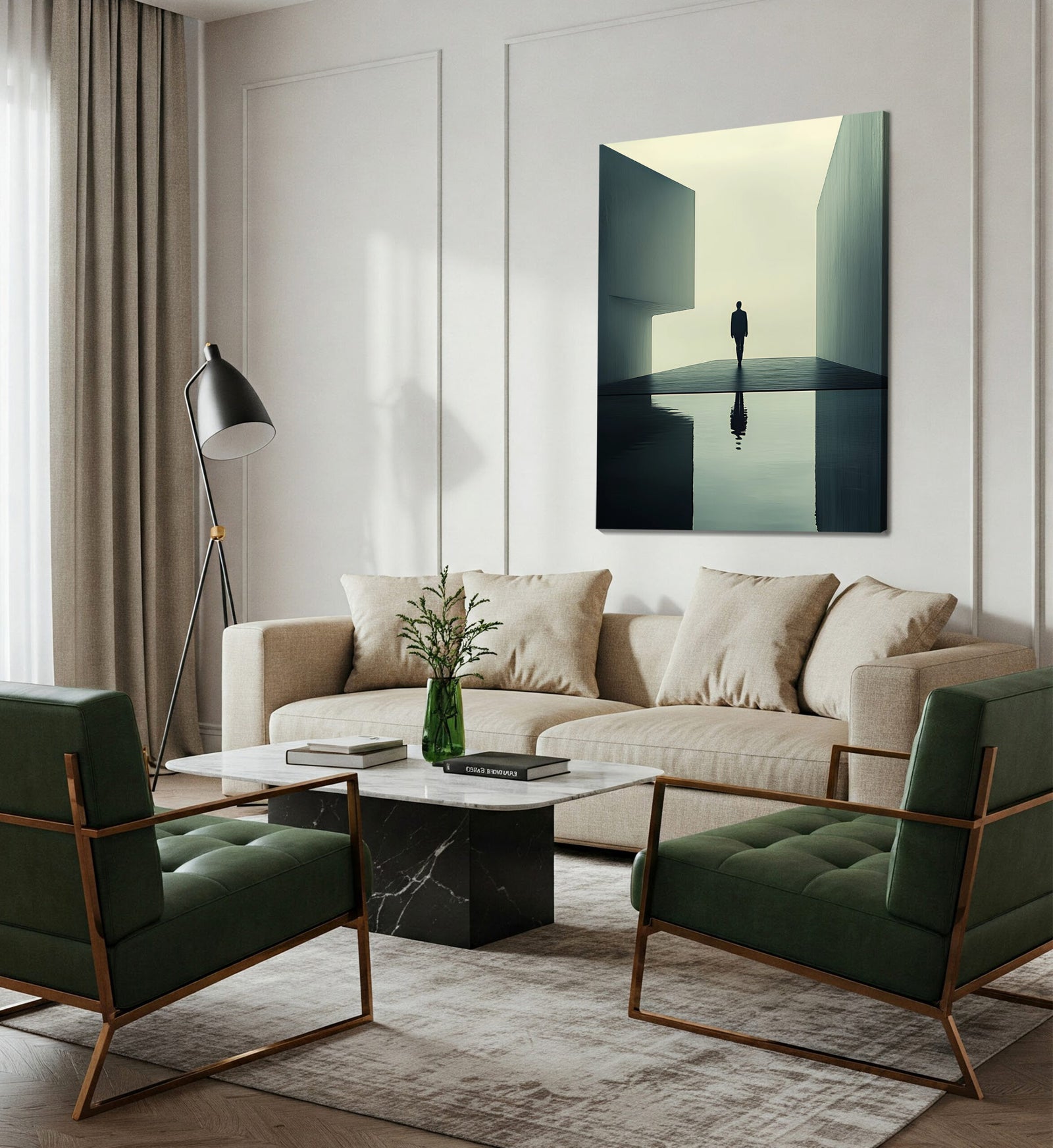 Minimalist Surreal Figure Between Walls – Abstract Canvas Wall Art