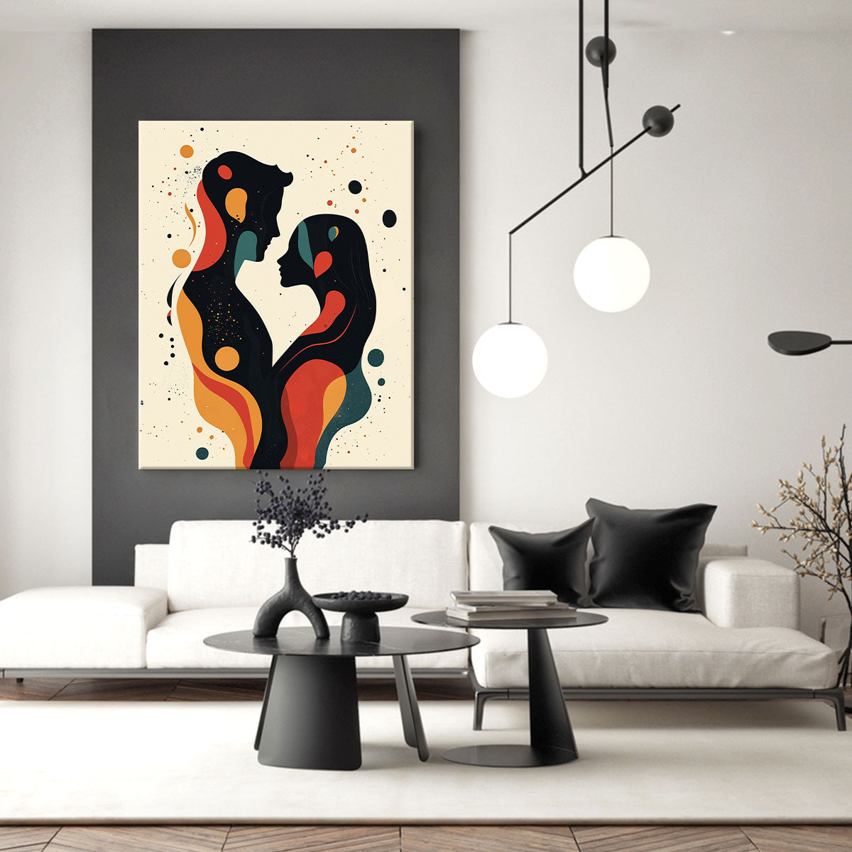 Abstract Lovers Silhouette Canvas Wall Art Print