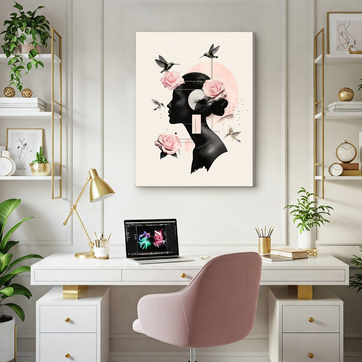 Rose Silhouette - Modern Minimalist Canvas Wall Art