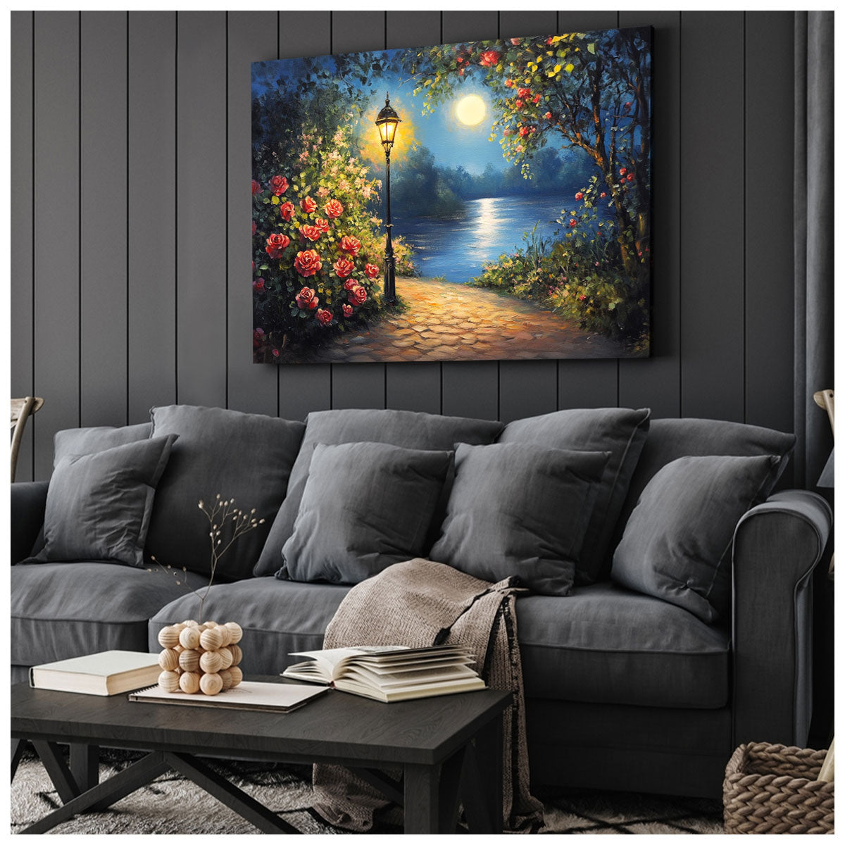 Serene Lake Oil Painting - Minimalist Canvas Wall Art