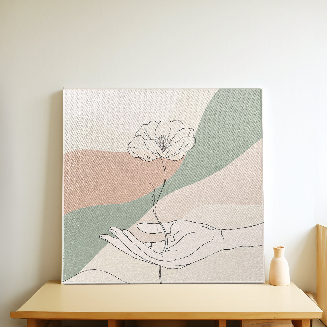 Gentle Touch Minimalist Line Art Canvas Print