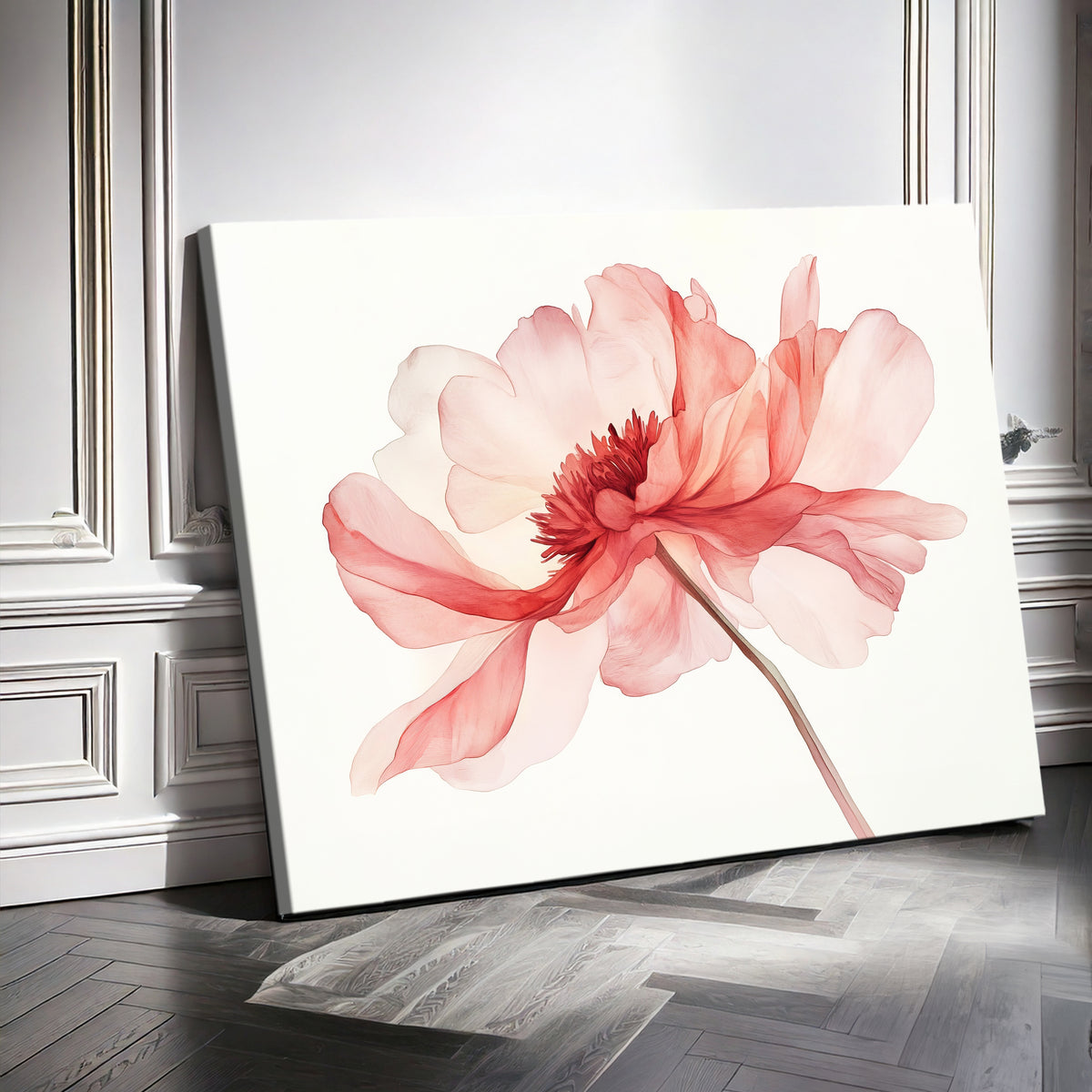 Beautiful Watercolor Peony Abstract Wall Art