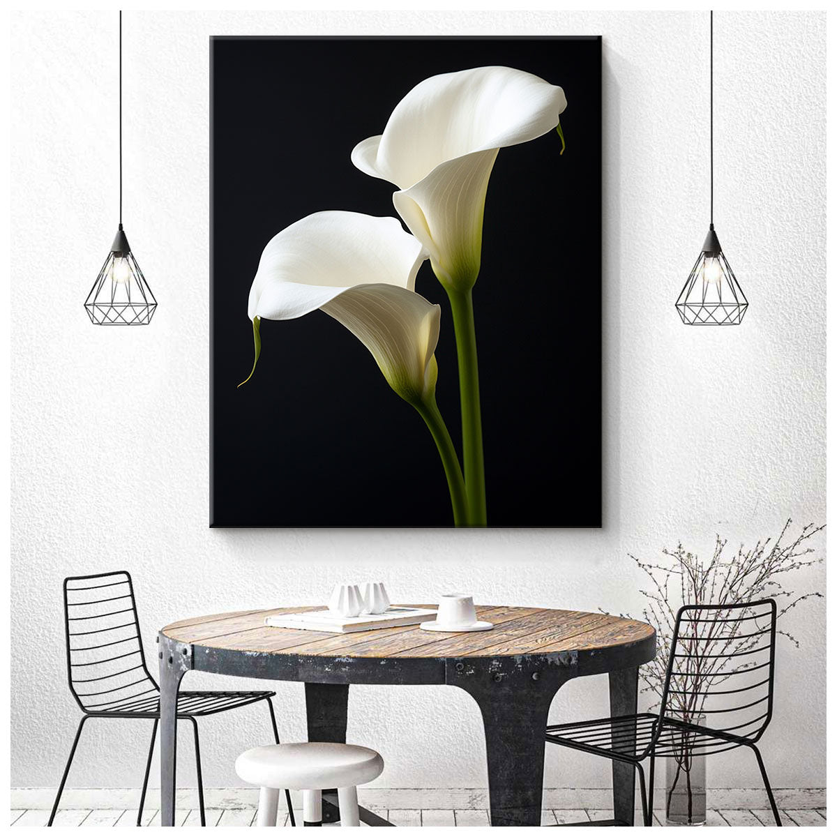 Ivory Calla Lily Pair Flower Art