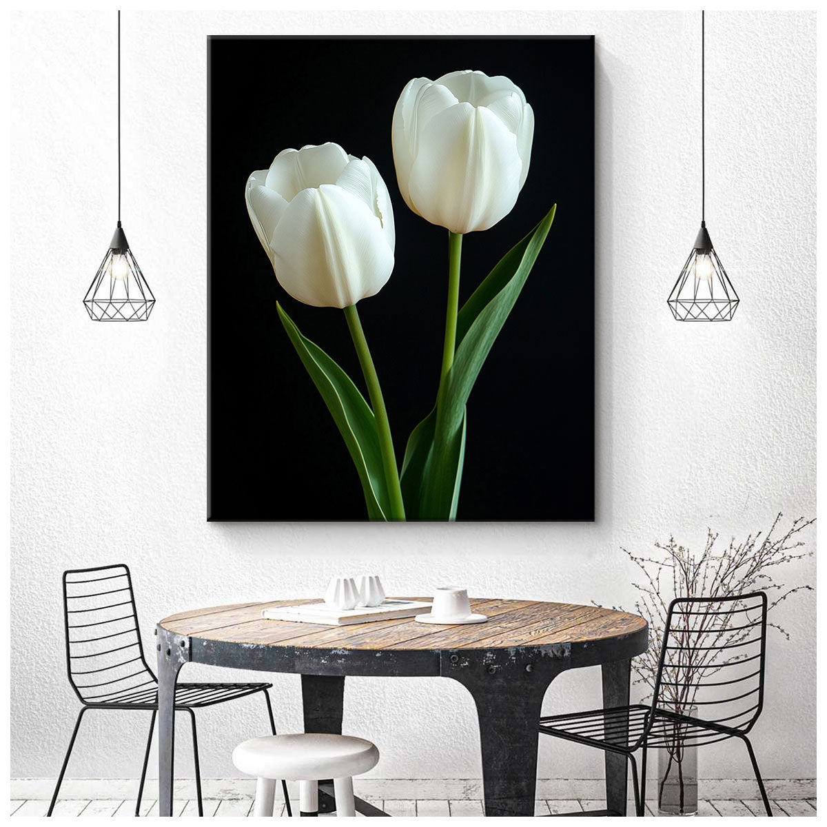 Silent Duo ưPale Tulip Pair Flower Art