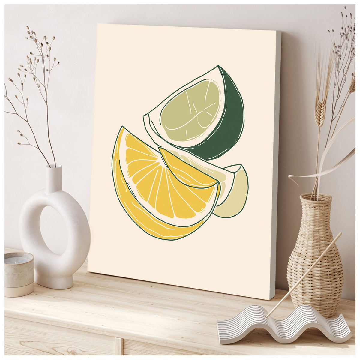 Lemon And Lime Slices Abstract Wall Art