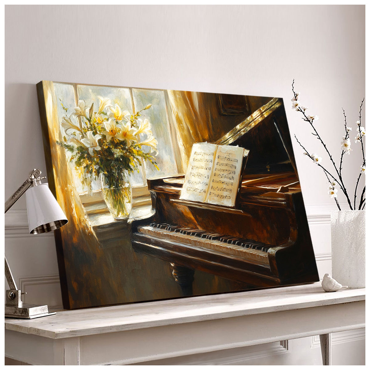 Classic Piano Oil Painting - Musical Canvas Wall Art