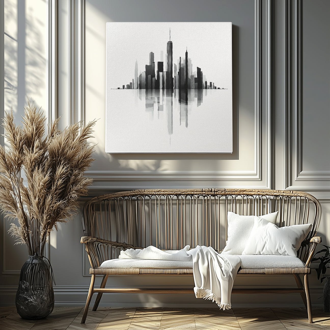 City Skyline Minimalist Canvas Wall Art