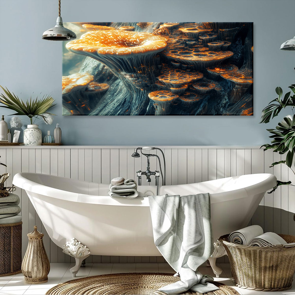 Mushroom Modern Abstract Canvas Wall Art for Living Room