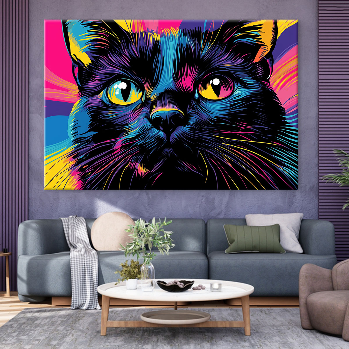 Black Cat Pop Art Portrait Canvas Art